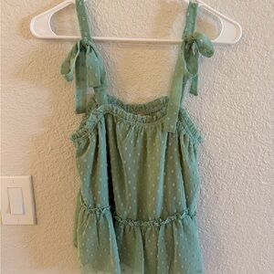 AltarD State Green Sleeveless Ruffle Top
